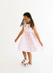 Rosita Dress in Pink Flags | Girls Pocket Twirl Dress