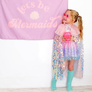 Pink Mermaid Shimmer Cape - Dress Up - Kids Summer Cape