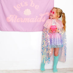 Pink Mermaid Shimmer Cape - Dress Up - Kids Summer Cape