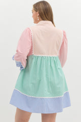 Pastel Pinstripe Dress-Plus