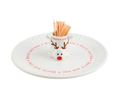 Reindeer Toothpick holder with plate