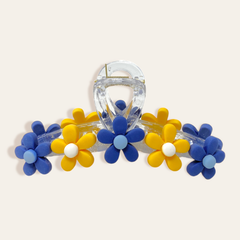 Daisy Claw Clip - Navy Yellow