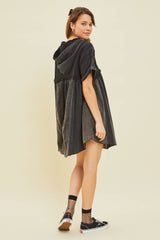 MINERAL-WASHED DRESS WITH HOODIE