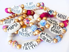 Affirmation Word Beaded Bracelets Inspirational - Abstract - Large Oval