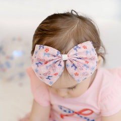 Red, White, & Cute Tulle Bow Baby Headband - Hair Bows