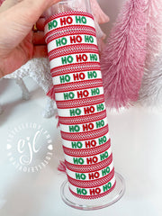 HO HO HO Christmas Bracelet Embroidered / Holiday Jewelry