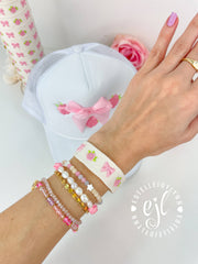 Roses and Bow Coquette Embroidered Bracelet