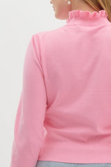 Pink ruffled turtle neck top