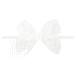 1/4" PANTYHOSE HEADBAND W/ SCALLOPED ORGANZA BOW