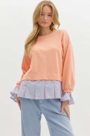 Apricot top with pleated detail