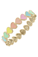 Valentine's Enamel Hearts Hinge Bangle in Pastel Multi