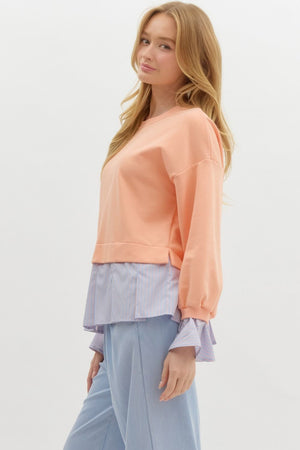 Apricot top with pleated detail