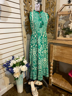 Green mix maxi dress