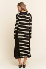 Striped Color Block Long Sleeve Knit Dress
