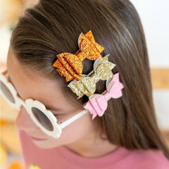 Golden Blush Bow Clip Set - Kids Hair Clip