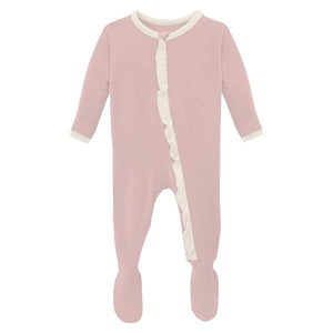 Kickee- baby rose ruffled footie