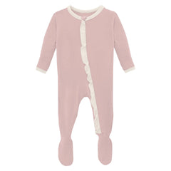 Kickee- baby rose ruffled footie