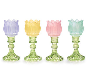 Tulip glass tea light holder