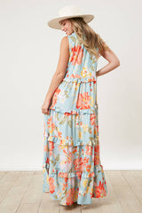 Ruffle Halter Neck Floral Maxi Dress