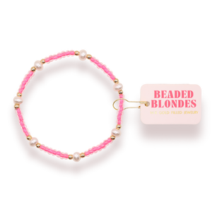 Hot Pink Pearl Bracelet: Extended 7.25 inch