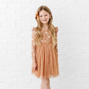 Ditsy Fall Floral Long Sleeve Tutu Dress - Girls Clothes: 6Y
