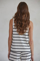 Knit Ribbed Striped Crew Neck Sleeveless Tank Top