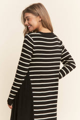 Striped Color Block Long Sleeve Knit Dress