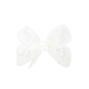 SCALLOPED ORGANZA BOW ON ALLIGATOR CLIP: 4.5" Large