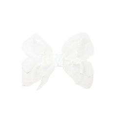 SCALLOPED ORGANZA BOW ON ALLIGATOR CLIP: 4.5" Large