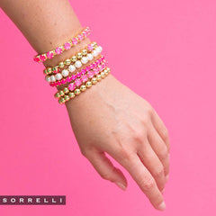 Hot Pink and 10K Gold Mini Crystal Stretch Bracelet: Vibrant