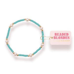 Turquoise Pearl Bracelet: Extended 7.25 inch