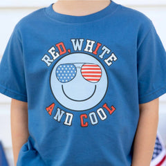 Red, White, and Cool Patriotic Smiley Short Sleeve T-Shirt