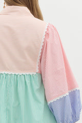 Pastel Pinstripe Dress-Plus