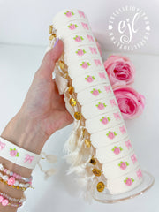 Roses and Bow Coquette Embroidered Bracelet