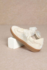 JULIE RIBBON EMBROIDERY LACE EDGE DETAIL SNEAKERS