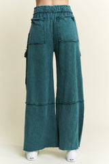 MineralWash Multi pockets Wide Leg Terry Pants With Matching Top