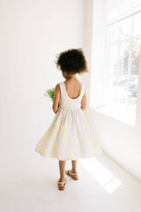 Tank Dress in Pastel Stripe- girls pocket twirl dress