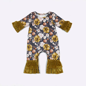 Golden Blossom Baby Romper