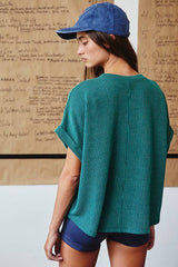 'TEXAS' Comfy Oversize Graphic Sweatshirt Top: HUNTER GREEN