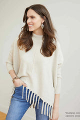 Heavenly- Lux Flow Mock Neck Fringe Sweater