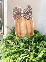 Brown Gingham Bow Pumpkin