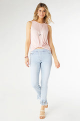 OMG- Pull on straight leg with scalloped fringe bottom