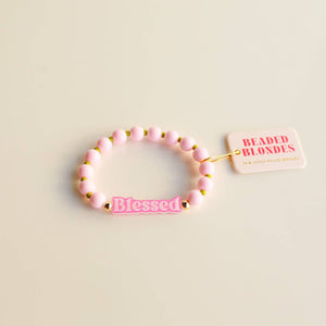 Blessed Light Pink and Lime Green Bubble Bracelet: Standard 6.75 inch