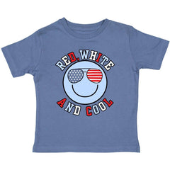 Red, White, and Cool Patriotic Smiley Short Sleeve T-Shirt