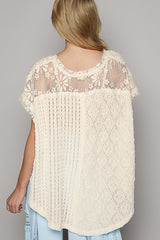 Cream oversized lace top