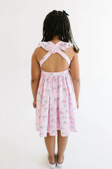 Rosita Dress in Pink Flags | Girls Pocket Twirl Dress