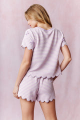 Striped short set with bow detail
