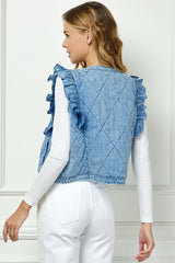 Ruffled blue detailed vest