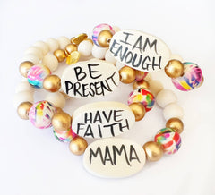 Affirmation Word Beaded Bracelets Inspirational - Abstract - Large Oval