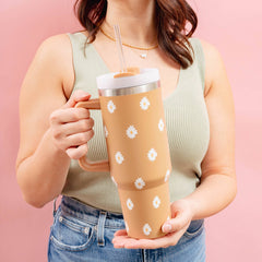 40oz Take Me Everywhere Tumbler - Dancing Daisy Sandstone